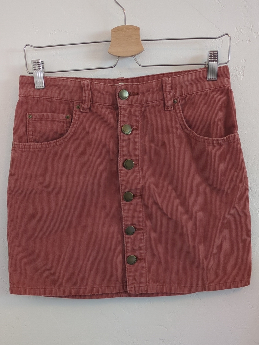 Billabong Rust Corduroy Button-Front Mini Skirt
